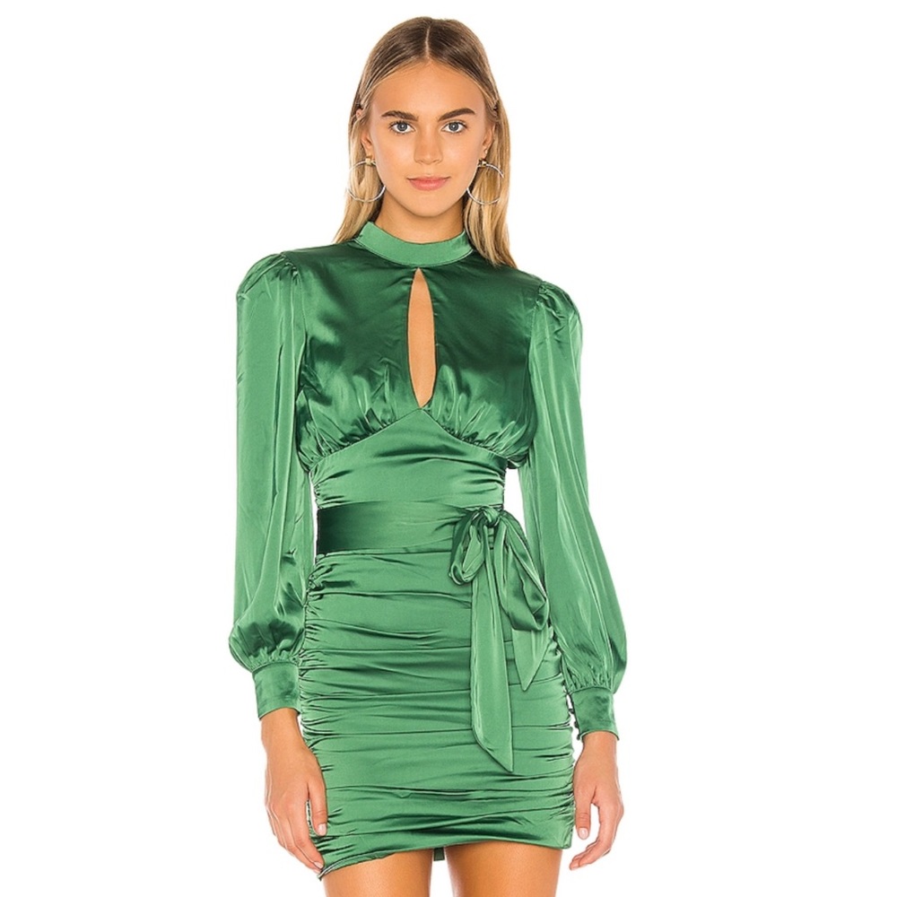 MAJORELLE Bristol mini green dress